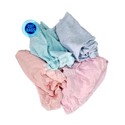 China Cleaning cloth rags mutilated 10 100 KG package light color t-shirt rags 100% cotton wiping rags for sale