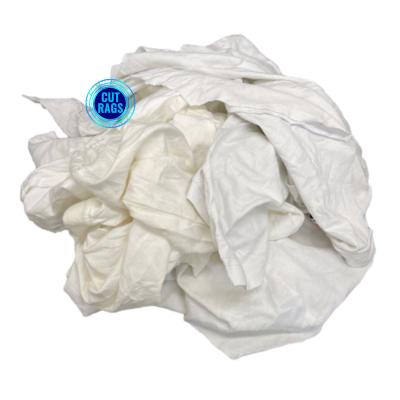 China Good Absorbency 10Kg 20Kg 25Kg Trapo Industrial use 25-55 cm oil wahter absorption white t shirt rags for sale