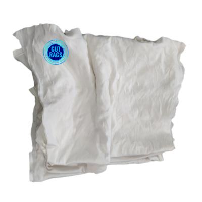 China Lint free cotton wiping rags white Waste textile fabric white cotton rags cutting T Shirt rags for painters for sale