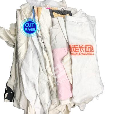 China Cotton White Color Printed T Shirt Rags Strong Absorbency Cleaning Cloth Wiping Rags industrial bale of rags for sale