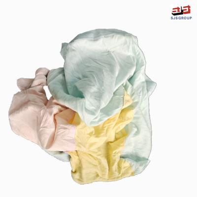 China No Metal Lint Free Light Color Cotton Mixed T Shirt Cleaning Rags for sale