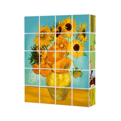 China Hot Selling Famous Oil Paintings Sunflower Building Blocks Magnetic Magnetic Puzzle Material Eco-Friendly Painting Children Toys Gifts For Girl And Boy for sale