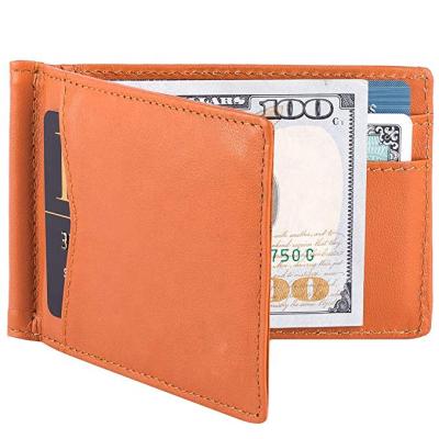 China New Slim RFID Wallet With Clip The Finest Genuine Leather Money RFID Blocking Wallet Minimalist Men's Wallet for sale