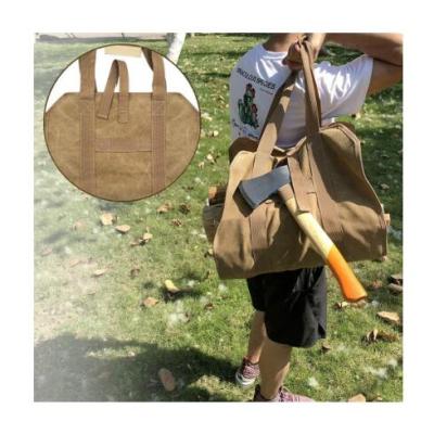 China Heavy Duty Multifunctional Storage Bag Log Carrier Tote Bag Canvas Firewood Firewood Carry Bag With Handles for sale