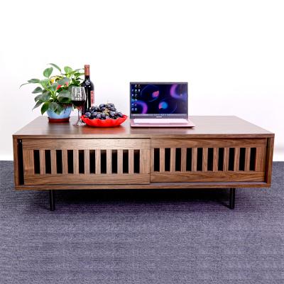 China Factory Wholesale Expandable Farmhouse Wooden Walnut Living Room TV Entertainment Center Dark TV Stand Cabinet With Sliding Doors for sale