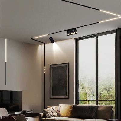 China Modern New Trend 48V Linear Floodlight Pendant Track Lamp Magnetic System Led Track Lamp Outdoor Embedded Track Lamp for sale