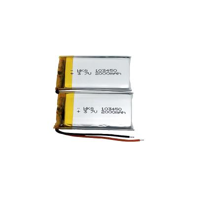 China Rechargeable lithium polymer battery 3.7V 2000mah 103450 toys Lipo lock forIntelligent for sale