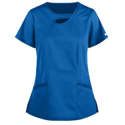 China Custom Logo Asymmetrical Keyhole Jogger Spandex Stretch OEM Service Scrub Nurse Uniform for sale