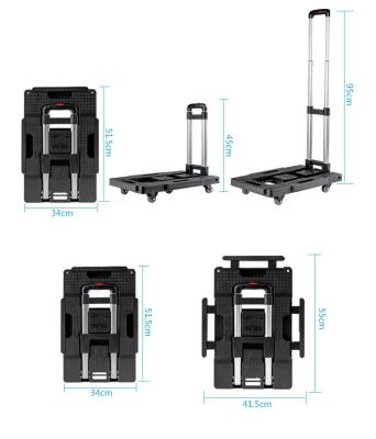 China Luggage cart Shopping cart Folding Shopping Mini Flatbed Trolley Push-Pull Minivan Household Platform Shopping Luggage Cart Trolley for sale