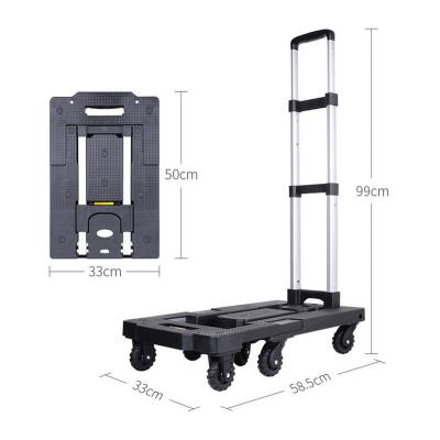 China Luggage cart Shopping cart New labor-saving folding hand trolley folding hand push grocery shopping trolley Household Platform cart for sale