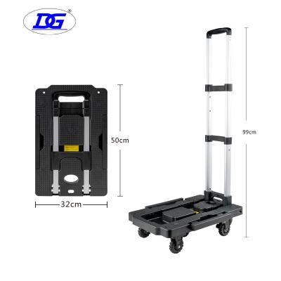 China Luggage cart Shopping cart High Quality Hotel Kitchen Airport Cargo Transport Transfer Foldable Large Chassis Trolley handcart for sale