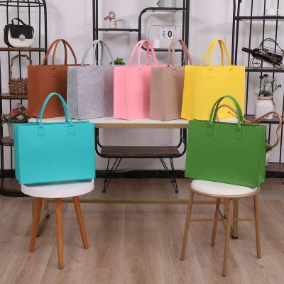 China Who respects the environment; Recyclable; Wholesale Reusable Large Felt Bags Women Felt Tote Bag Handbags For Shopping With Customized Logo for sale