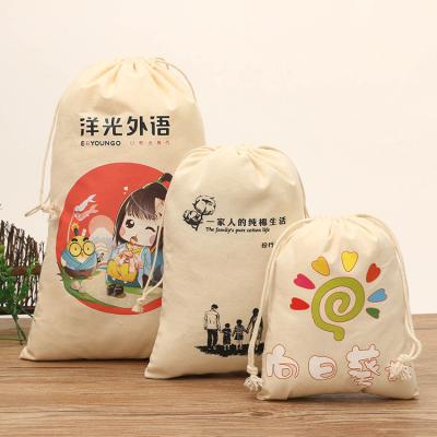 China Who respects the environment; Recyclable; Reusable Eco-Friendly Custom Drawstring Bag Canvas Cotton Dust Bag Logo Plain Natural Draw String Bag for sale