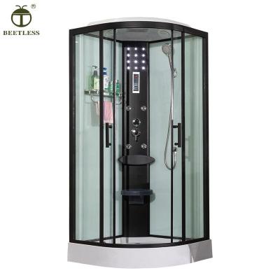 China Modern Hot Luxury Tempered Glass Corner Exhaust Fan Safety Sale Standard Size Tray Plastic Shower Cabin Personal Steam Bath for sale