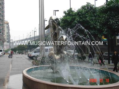 China Dolphin Stype Sculpture Water Fountains Stainless Steel Material Made for sale