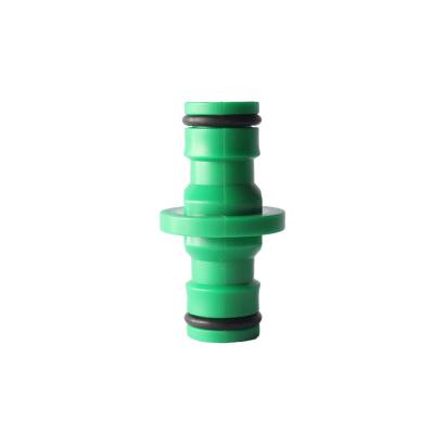 China Irrigation Drip Connector Garden Accessories 2 Way Nipple Connector Irrigation Quick Coupling Plastic Hose Ends for sale