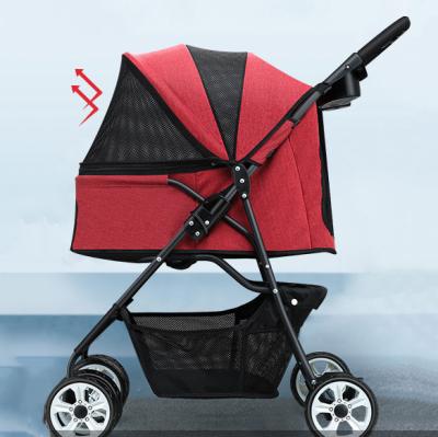 China Viable Factory Wholesale Portable Pet Trolley Folding Outdoor Pet Cart Strollers For Dogs Cats Double Pet Stroller for sale