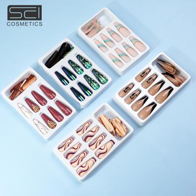 China Full Coverage Flexibility Press On Nails Custom Fake Nail Tips With Rhinestone Decoration Design for sale