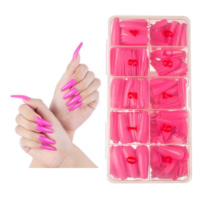 China Design Charming Wearable Flame Pink Ballet Nails False Press On Square Head Full Cover Detachable Finish Nails for sale