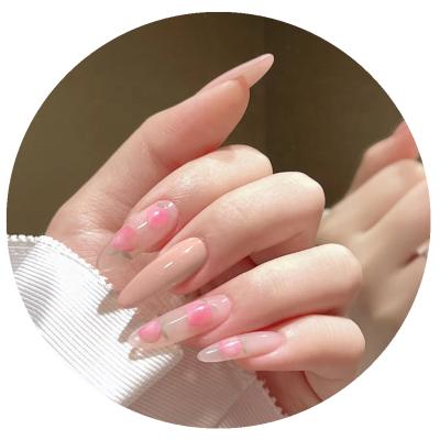 China Acrylic Nail Art Pink Spring Fruit Peach Long Flexibility Color Acrylic Press On Nails Artificial Nails For Women Soft Transparent Nail Tips for sale