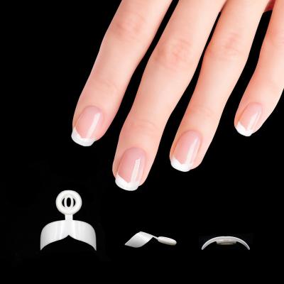 China Flexibility Nail Extensions Crescent Half Cover French Nails Tip Set With Handle Fish Tail White False Nails 500 Pack With Box/Bag for sale