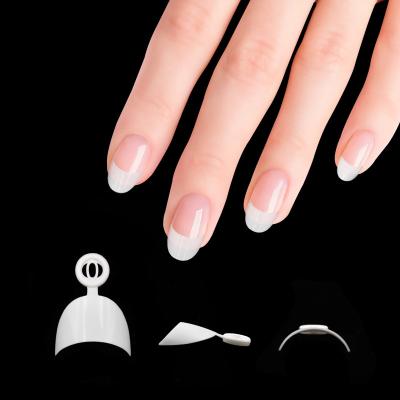 China Wholesale High Quality Flexibility French Edge Artificial Nails Short Half Round Cover Nail Charm 500Pcs/Box for sale