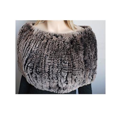 China Rex Fashion Ladies Camel Black Rex Fur Knitted Shawl Guaranteed Quality Unique New for sale