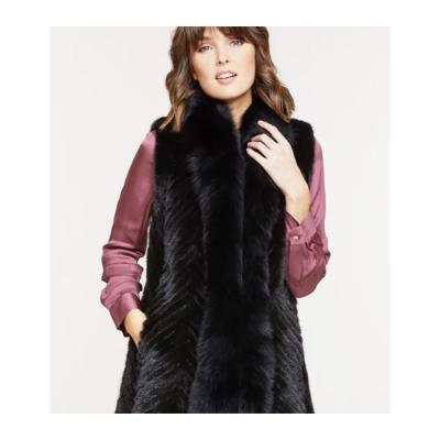 China Viable Black Blue Fur Jacket Queue Mink Vest Fox Fur Coat for sale