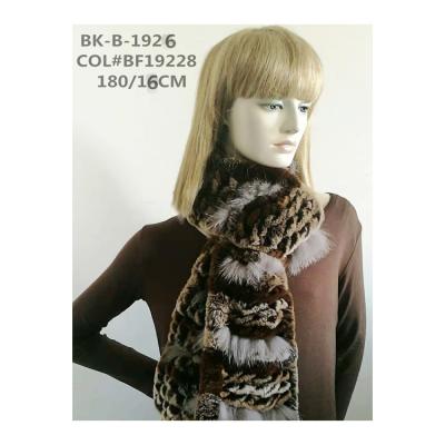 China Long Straight On Wholesale Natrual Rex Rabbit Fox Fur Scarf Dark Brown Camel Snow for sale