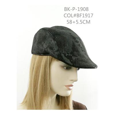 China New Items Snake Printing Design COMMON Warm Black Lambskin Winter Leather Women Winter Hats for sale