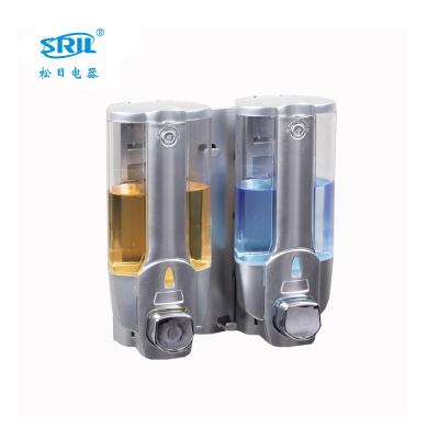 China Modern Gray Double ABS Plastic Wall Mounted Liquid Soap Dispenser For Hotel Bathroom (SRL808-62) for sale