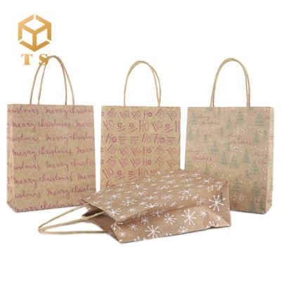 China Custom Printed Recyclable Kraft Paper Carrier Gift Party Christmas Retail Paper Bag for sale