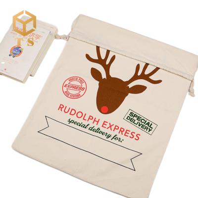 China Durable Hot Sale Cotton Canvas Santa Sack Natural Christmas Gift Bag Wholesale for sale