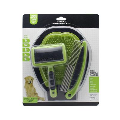 China Viable Factory Wholesale 3 in 1 Pet Grooming Glove Pet Grooming Brush Dog Grooming Kit for sale