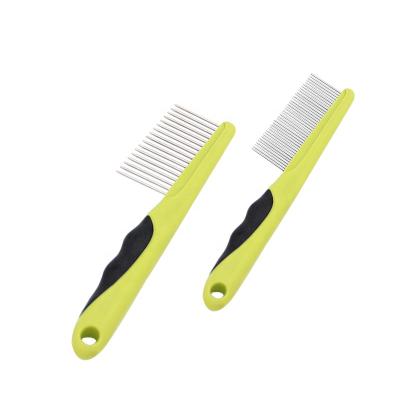 China Pet Hair Removal Factory Wholesale Two Types Green Portable Comb Cat Dog Lice Grooming Comb for sale