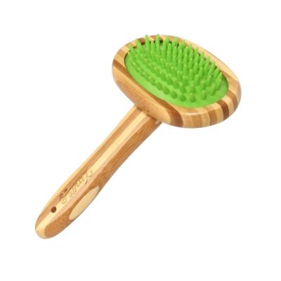 China Viable Factory Wholesale Bamboo Wooden Cat Dog Bath Massage Slicker Brush Pet Shower Brush for sale