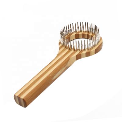 China Viable Factory Wholesale Bamboo Wooden Handle Pet Pin Needle Comb Cat Dog Hair Grooming Comb For Pet for sale