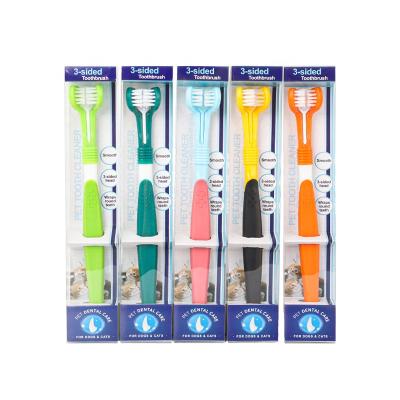 China Factory Wholesale PVC Box Viable Packaging Cat Dental Care Pet Tooth Brush Dog Toothbrush for sale