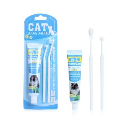 China Factory Wholesale Viable 3 in 1 Cat Dental Care Cat Toothpaste Toothbrush Set Pet Toothbrush for sale