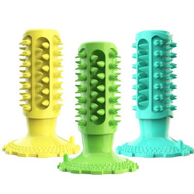 China Amazon Hot Sale Viable TPR Rod Food Dispenser Dog Toothbrush Durable Molar Chew Toy Pet Toy for sale