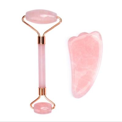 China Private Label Rose Quartz Jade Roller For Face Lift Rose Jade Roller Rose Quartz Roller Anti Aging Face Lift for sale