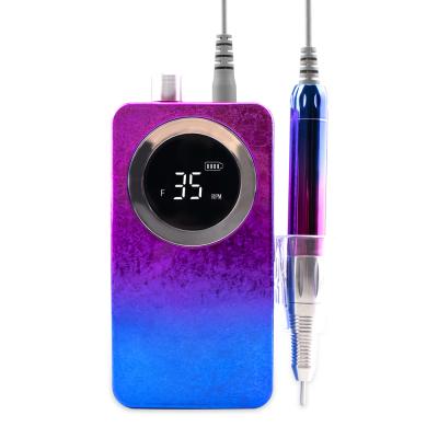 China New Arrival Factory Price Gradient Color Nail Polishing Portable Cordless Rechargeable Nail Drill Machine With Brushless Handle for sale