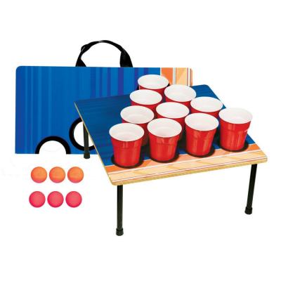 China Modern Plastic Beer Pong Game Cups Set With Wooden Table and Carry Bag for sale