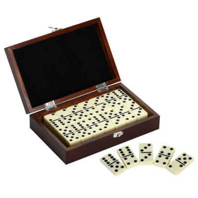 China High Quality Custom Domino Toy Mini Acrylic Domino Set Pine Wood Family Game 28pcs/set for sale