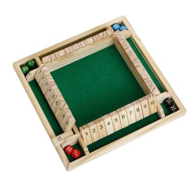 China 4 Way Wooden Table Top 4 Players Closed Box Dice Board Game for sale