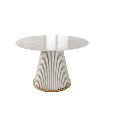 China Round Rock Modern Light Luxury Dish Metal Base Dining Table For Dining Restaurant Club for sale