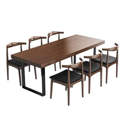 China Modern Minimalist Wooden Square Metal Solid Wood Dining Table Set for Dining Room for sale