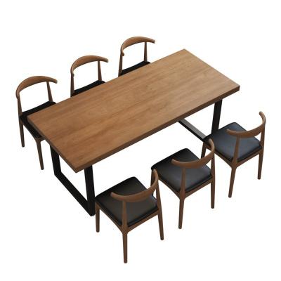 China American Industrial Wooden Solid Wood Top With Metal Legs Table Set For Living Room Dining Room for sale