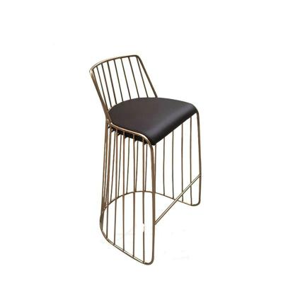 China Runxi Contemporary Luxury Gold Velvet Leather Bar Stool Chairs For Kitchen Modern Metal Bride Veil Stool With Back for sale