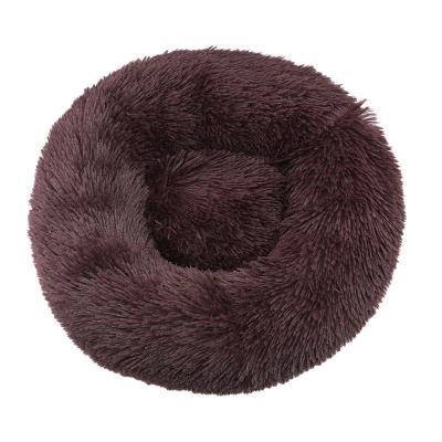 China Wholesale Washable Ultra Soft Round Dog Kennel and Cat Cushion Bed Winter Warm Dog Kennel Comfortable Donut Travel Dog Bed for sale